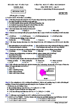 Đề kiểm tra học kỳ I môn Sinh học Lớp 10 - Mã đề 407 - Năm học 2018-2019 - Sở giáo dục và đào tạo tỉnh Quảng Nam